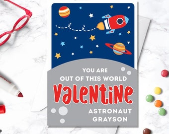 EDITABLE Space Valentine Card - Outer Space Valentines - Kids Valentine - Out of this World Valentine - Galaxy Valentine - INSTANT DOWNLOAD