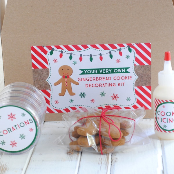 Printable Gingerbread Cookie Decorating Kit - Christmas Gift Idea - Printable Christmas - Cookie Decorating - INSTANT DOWNLOAD