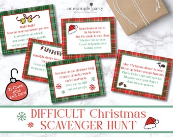 Printable Difficult Christmas Scavenger Hunt - Christmas Treasure Hunt - Christmas Game - Teen Scavenger Hunt - INSTANT DOWNLOAD