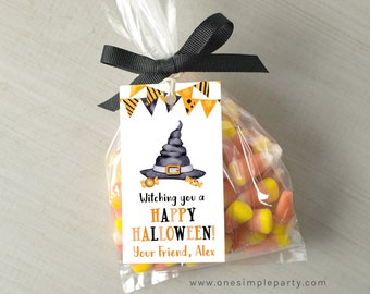 EDITABLE Halloween Witch Tag - Witching You - Witch Tag- Halloween Gift Tags - Halloween Tags - Witch Hat Tag - DIGITAL DESIGN