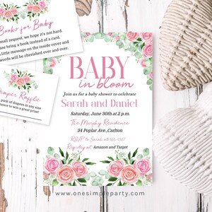 EDITABLE Roses Baby in Bloom Baby Shower Invitation - Floral Baby Shower - Garden Baby Shower - Baby in Bloom Shower - INSTANT DOWNLOAD