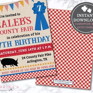 EDITABLE Boy County Fair Birthday Party Invitation Fair Invitation County Fair Party Editable Invitation INSTANT DOWNLOAD image 2