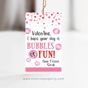 EDITABLE Valentine Bubbles Tag - Preschool Valentines - Bubbles Tag - Bubbles of Fun - Classroom Valentines - Valentine Tag - DIGITAL DESIGN