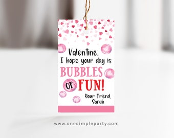 EDITABLE Bubbles Valentine Tags - Preschool Valentines - Bubbles Tag - Bubbles of Fun - Classroom Valentines, Valentine Tag - DIGITAL DESIGN