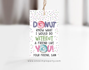 EDITABLE Donut Valentine Tag - Donut Tag - Kids Valentine - Classroom Valentines - Valentines for Class - Valentine Treats - DIGITAL DESIGN