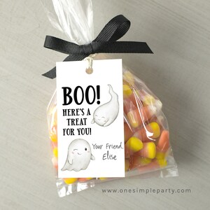 EDITABLE Ghost Halloween Treat Tag - Trick or Treat Tag - Halloween Tags - Halloween School Tag - White Background - DIGITAL DESIGN