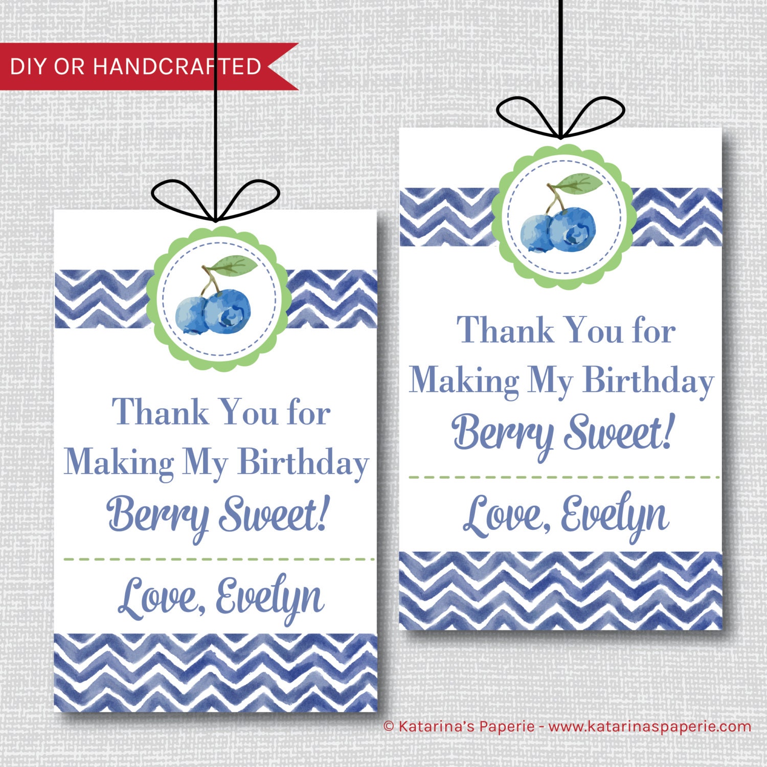Blueberry Favor Tags Blueberry Birthday Blueberry Party Etsy