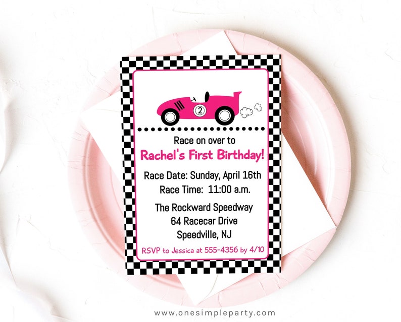 EDITABLE Girl Race Car Birthday Invitation Race Car Birthday - Etsy
