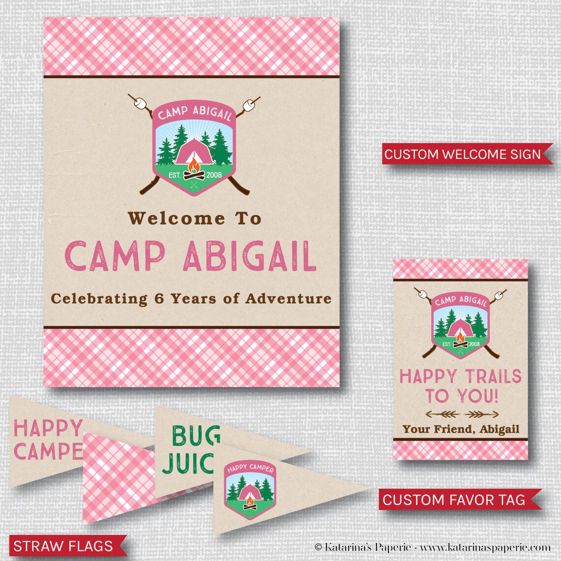 Girl Camping Themed Birthday Party Printable Package Girl | Etsy