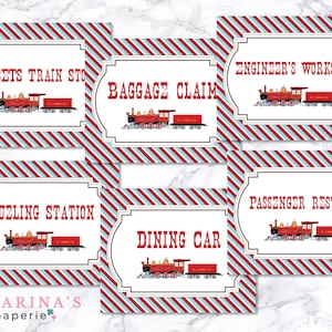 Vintage Train Signs - Train Birthday - Train Birthday Decor - Train Party - Choo Choo Train - Set of Six Party Signs - INSTANT DOWNLOAD