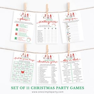 11 Printable Gnome Christmas Games - Christmas Party Game Set - Christmas Family Games - Office Games - Holiday Party - INSTANT DOWNLOAD