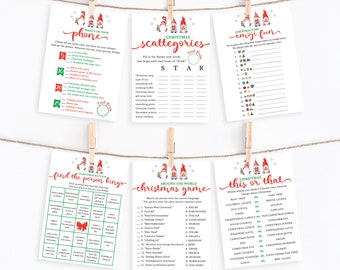 11 Printable Gnome Christmas Games - Christmas Party Game Set - Christmas Family Games - Office Games - Holiday Party - INSTANT DOWNLOAD