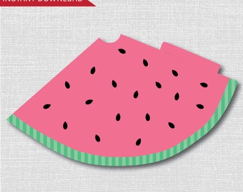 INSTANT DOWNLOAD - Watermelon Party Hat - Watermelon Birthday Party - First Birthday - Pink AND Red Party Hat Designs - Summer Birthday