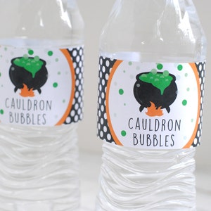 Cauldron Bubbles Water Bottle Labels - Halloween Party - Halloween ...