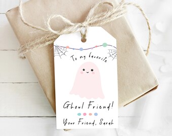 EDITABLE Pink Ghost Ghoul Friend Halloween Tag - Best Friend Gift - Pink Halloween - Halloween Gift Tags - Pastel Halloween - DIGITAL DESIGN