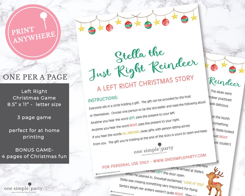 Christmas Left Right Game Christmas Game Gift Exchange Game Christmas Party Pass the Gift Game TWO Games INSTANT DOWNLOAD image 5