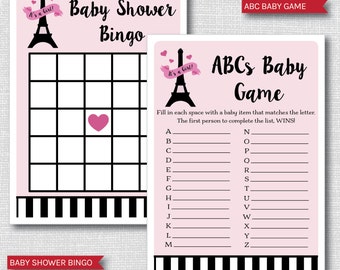 Paris Baby Shower Games - Paris Theme - 8 Printable Games and Activities - Bingo, Wishes, Predictions, Word Scramble... - INSTANT DOWNLOAD