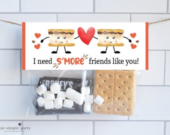 EDITABLE Smores Valentine Bag Topper, Kids Valentine, Smores Valentine, Classroom Valentines, Smores Kit, INSTANT DOWNLOAD