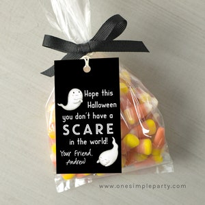 EDITABLE Ghost Halloween Tag - Halloween Tags - Not a Scare in the World - Boo Tags - Halloween School Tags - DIGITAL DESIGN