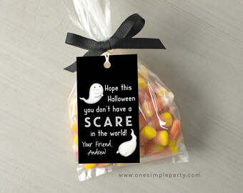 EDITABLE Ghost Halloween Tag - Halloween Tags - Not a Scare in the World - Boo Tags - Halloween School Tags - DIGITAL DESIGN