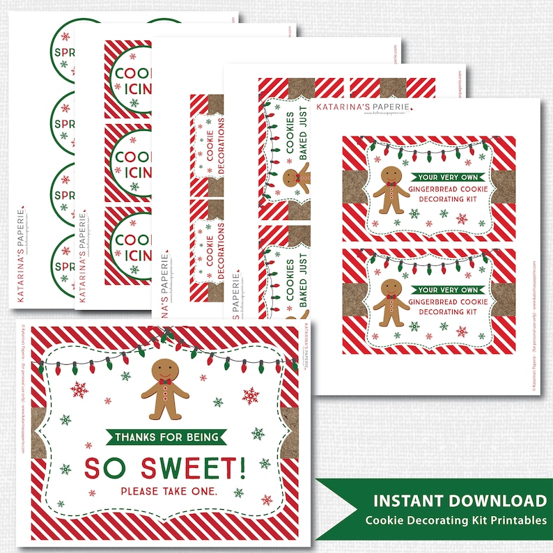 Printable Gingerbread Cookie Decorating Kit Christmas Gift - Etsy
