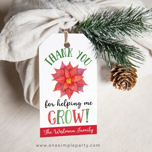 EDITABLE Poinsettia Christmas Gift Tags - House Plant Gift Tags - Plant Labels - Christmas Teacher Gift Tags - DIGITAL DESIGN