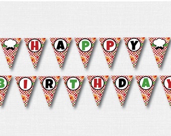 Pizza Happy Birthday Banner - Pizza Banner - Happy Birthday - Pizza Party - Italian Party - INSTANT DOWNLOAD