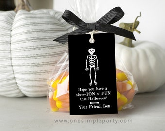 EDITABLE Skeleton Halloween Tag - Halloween Tags - Skeleton Tag - Treat Tags- Halloween Gift Tags - Halloween Favor Tag - DIGITAL DESIGN