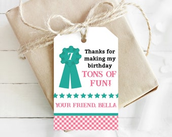 EDITABLE Girl County Fair Birthday Party Favor Tags - Fair Party - Vintage County Fair - Country Fair - Fair Themed Birthday