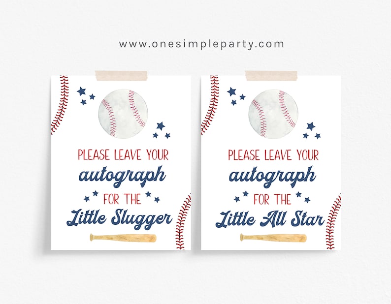 Please Autograph My Birthday Ball Sign Set - Baseball Party Sign ...