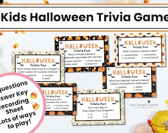 Gioco a quiz di Halloween stampabile per bambini / 40 domande a risposta multipla / Gioco per feste di Halloween / Attività per feste in classe / DOWNLOAD IMMEDIATO