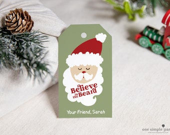 EDITABLE Christmas Santa Gift Tag - Santa Tag - Believe in the Beard Tag - Christmas Gift Tags - Christmas Printable - DIGITAL DESIGN