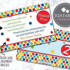 EDITABLE Bouncy Ball Thank You Note - Bouncy Ball Birthday Party - Bouncy Ball Notecard - INSTANT DOWNLOAD