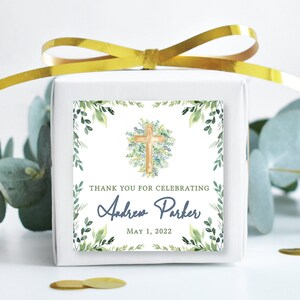 EDITABLE Boy Greenery First Communion Favor Tag - Greenery First Communion - First Communion Favor Tags - Communion Boy - INSTANT DOWNLOAD