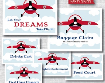 Vintage Airplane Party Signs - Airplane Birthday - Airplane Baby Shower - Vintage Airplane - Airplane - 6 Party Signs - INSTANT DOWNLOAD