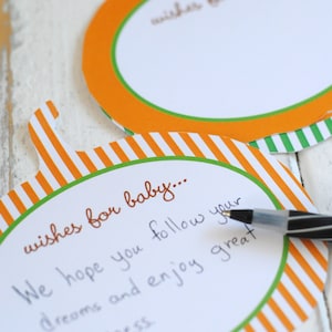 DESCARGA INSTANTÁNEA - Tarjetas de deseos de calabaza - 3 colores incluidos - Tarjetas de deseos para baby shower - Baby Shower de calabaza pequeña - Baby Shower de otoño