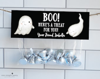 EDITABLE Ghost Halloween Bag Topper, Halloween Candy Bag, Halloween Treat Bag, Boo Tag, Halloween School Tag, INSTANT DOWNLOAD