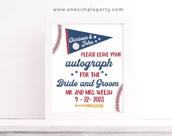 EDITABLE Baseball Wedding Guest Book Sign - Baseball Party - Guestbook Sign - Please Leave Your Autograph - Wedding Sign - INSTANT DOWNLOAD