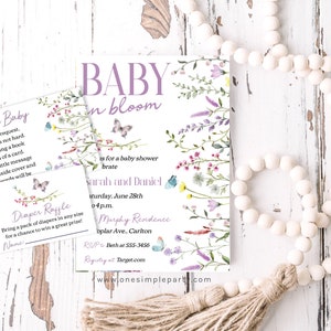 EDITABLE Wildflower Baby Shower Invitation - Floral Baby Shower - Spring Baby Shower - Baby in Bloom Invite - INSTANT DOWNLOAD