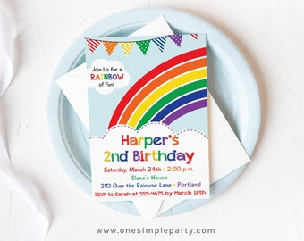 EDITABLE Rainbow Birthday Invitation - Rainbow Invitation - Rainbow Party - Rainbow Birthday - Colorful Birthday - INSTANT DOWNLOAD