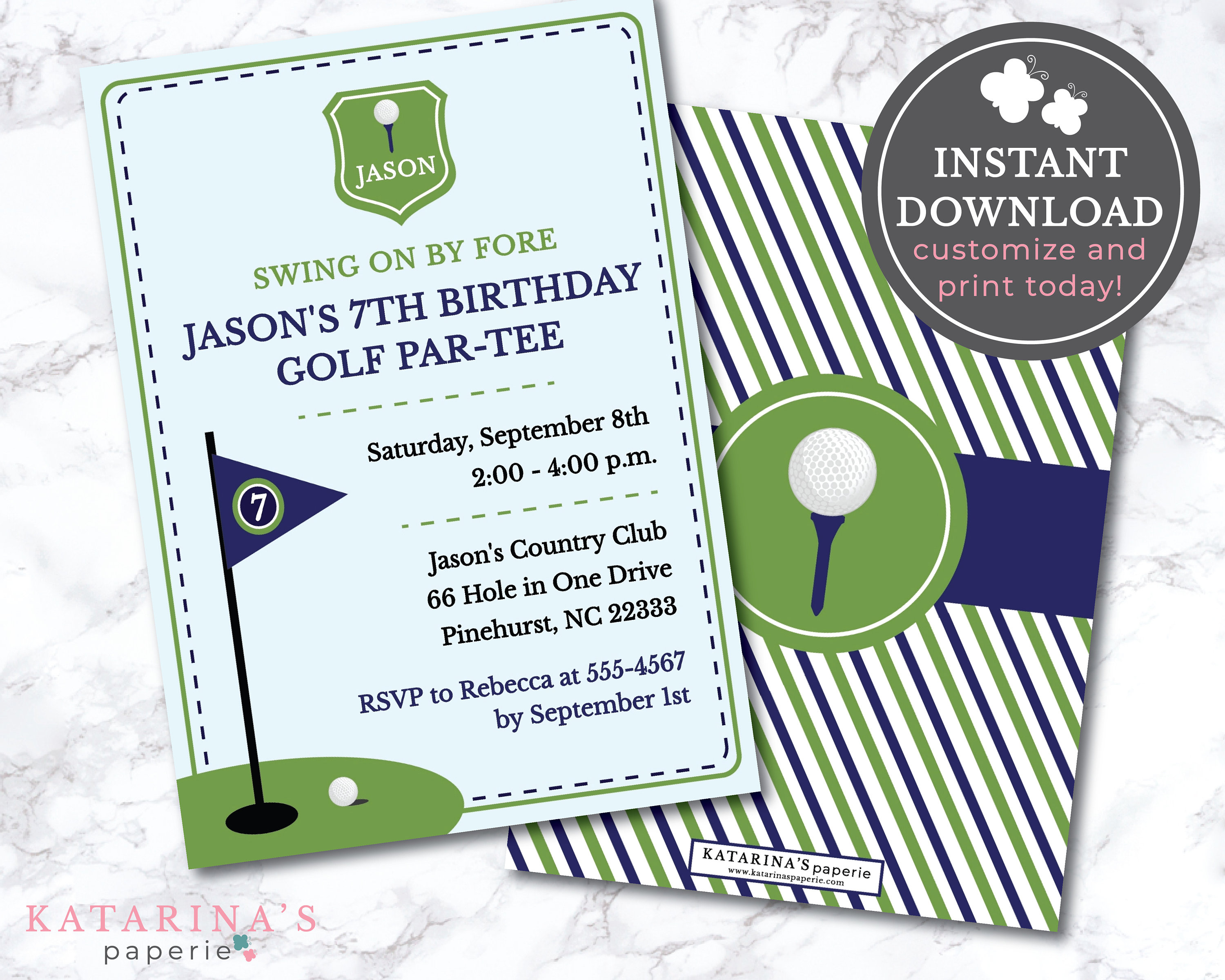 EDITABLE Golf Birthday Party Invitation Golf Birthday Party Etsy