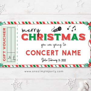 EDITIERBARE Konzertkarte Weihnachten Geschenkgutschein Vorlage - Geschenkgutschein - Konzertticket Geschenk - Geschenkkarte - INSTANT DOWNLOAD