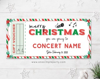 EDITABLE Concert Ticket Christmas Gift Certificate Template - Gift Voucher - Concert Ticket Gift - Gift Ticket - INSTANT DOWNLOAD