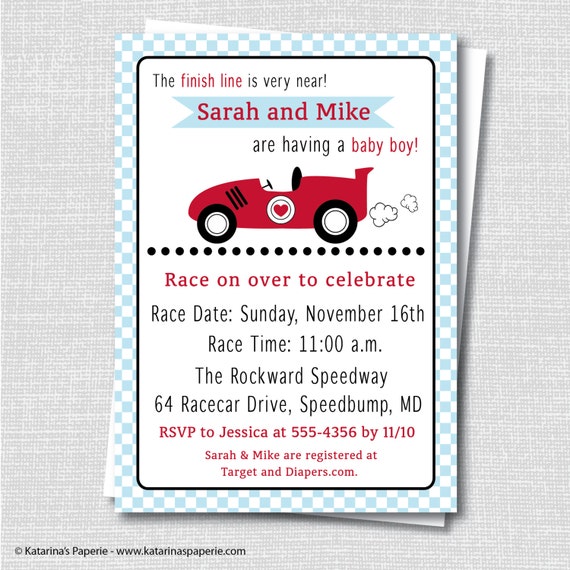 race car baby shower invitations
