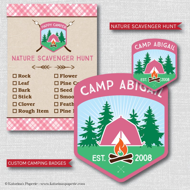 Girl Camping Themed Birthday Party Printable Package Girl | Etsy
