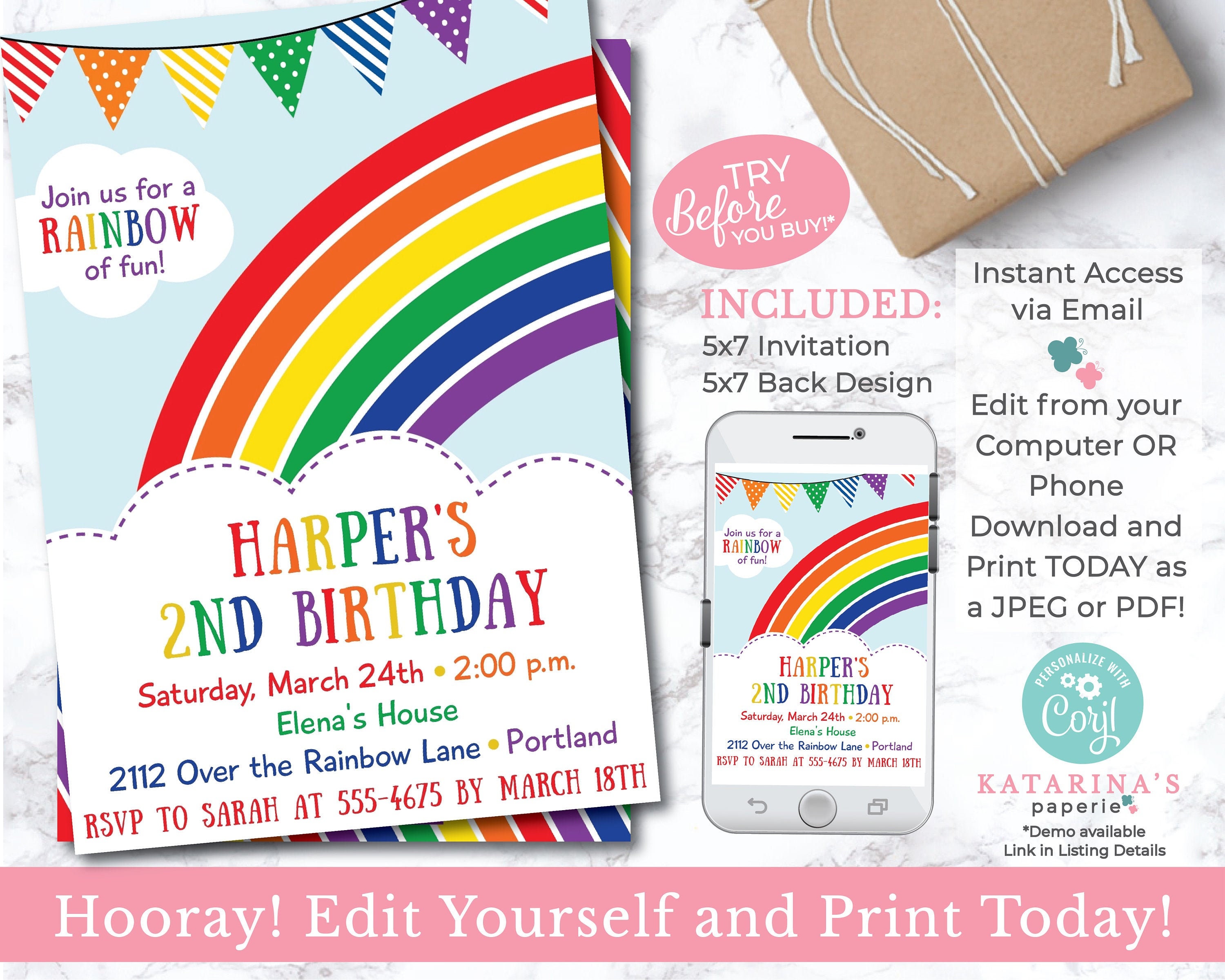 Rainbow Invitation Infant Have to Print - Etsy