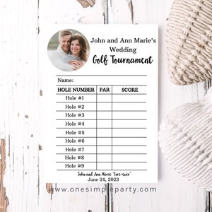EDYTOWALNE Zdjęcie Ślubne Golf Scorecard - Golf Wedding - Golf Party - Golf Anniversary - Golf Mini Golf - Golf Bachelor Evening - Golf Scorecard