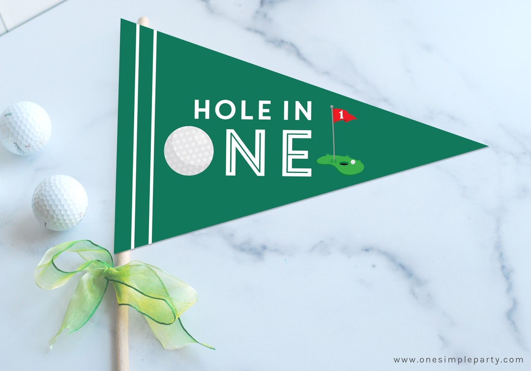 Hole in One Golf Pennant Flag Golf First Birthday Golf Party Hole in ...