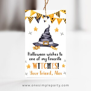 EDITABLE Halloween Witch Tag - Favorite Witch - Witch Tag- Halloween Gift Tags - Halloween Tags - Witch Hat Tag - DIGITAL DESIGN