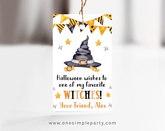 EDITABLE Halloween Witch Tag - Favorite Witch - Witch Tag- Halloween Gift Tags - Halloween Tags - Witch Hat Tag - DIGITAL DESIGN